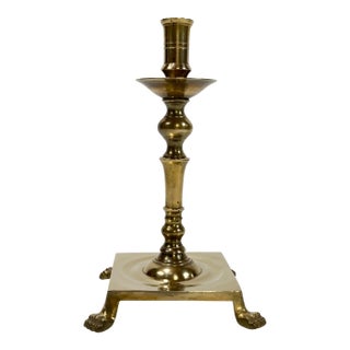Vintage Lion Paw Brass Footed Candlestick Holder For Sale