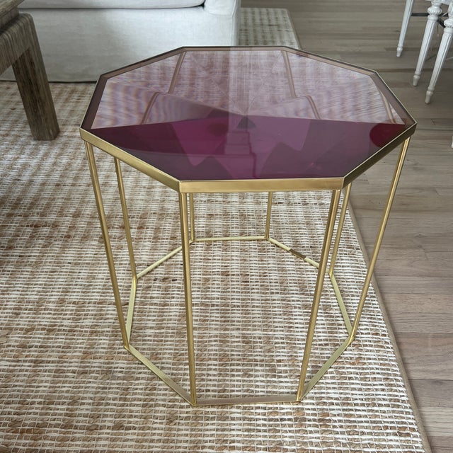 Contemporary McCollin Bryan Tallis Table in Rose Quartz and Brass For Sale - Image 3 of 9