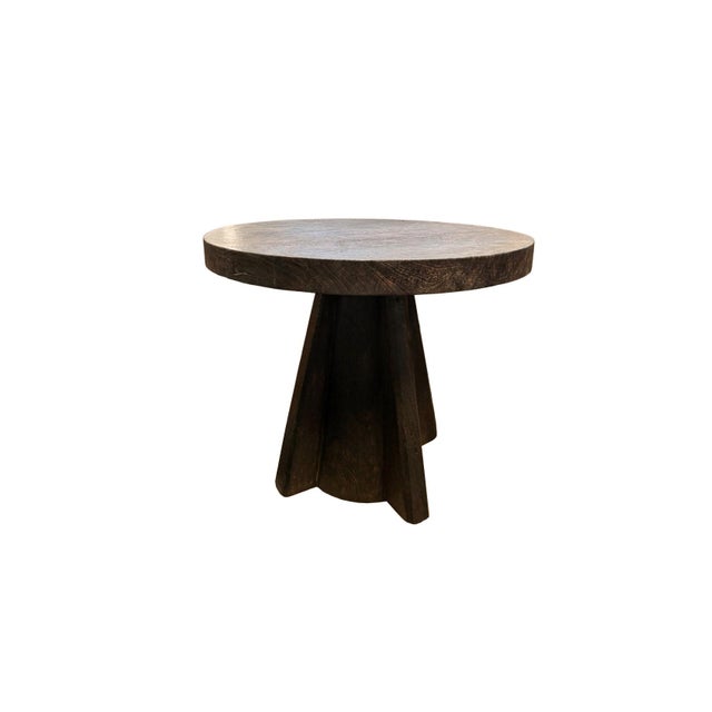 Contemporary Sculptural Suar Wood Round Table, Espresso Finish For Sale - Image 3 of 5