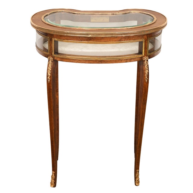 Late 19th Century Antique 19thC French Louis XV Ormolu & Walnut Bijouterie Jewelry Table Vitrine, 1880 For Sale - Image 5 of 15