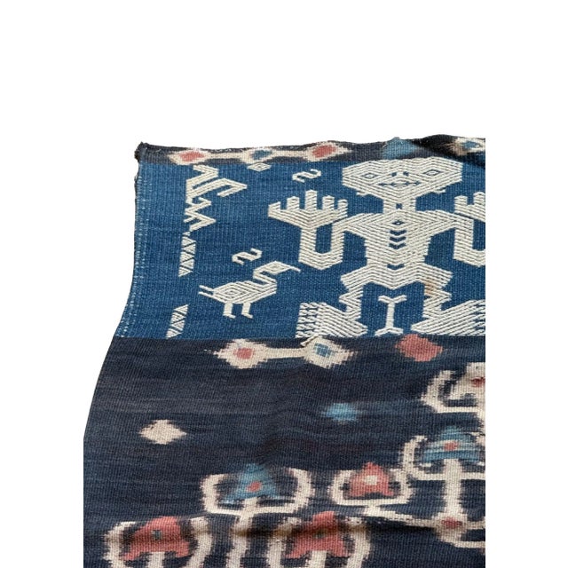 Navy Blue Rare Ikat Textile From Sumba Stunning Tribal Motifs & Colors, Indonesia C. 1950 For Sale - Image 8 of 9