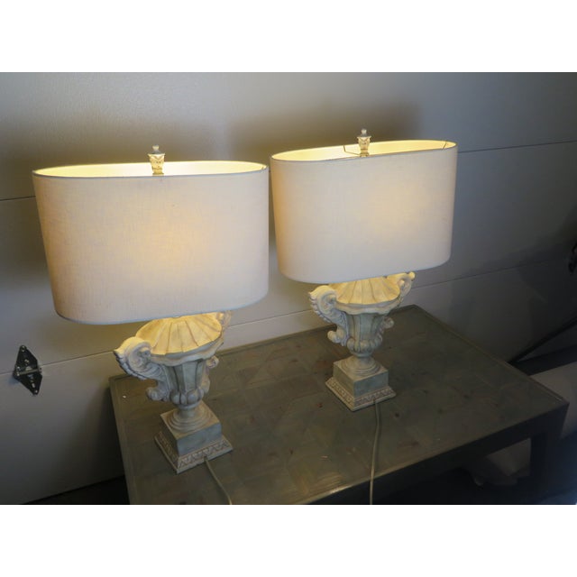 Vintage Composite Material Roman Urn Style Lamps/a Pair For Sale In Boise - Image 6 of 7