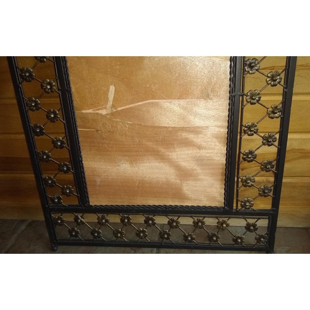 Boho Chic Vintage Italian Rose Floral Wall Decor Wrought Iron Frame for Mirror/Art For Sale - Image 3 of 7