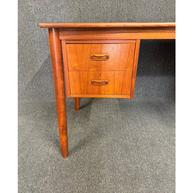 Vintage Danish Mid Century Modern Petite Teak Writing Desk Attributed to Arne Vodder For Sale In San Diego - Image 6 of 10