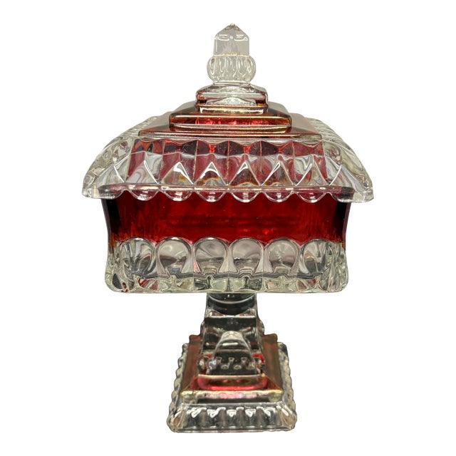 Mid-Century Westmoreland Ruby Flash Compote or Candy Dish For Sale