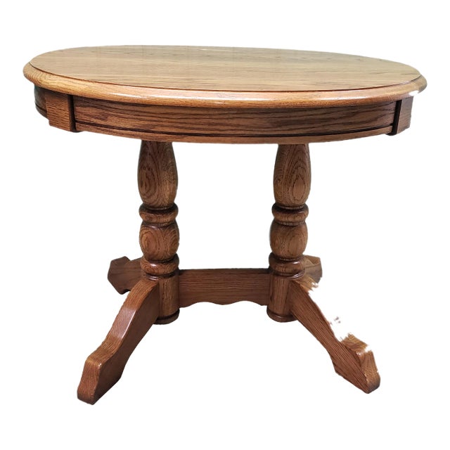 Late 20th Century Traditional Style Solid Wood Oval End Table For Sale