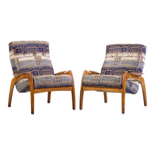 Adrian Pearsall for Craft Associates Mid Century Walnut Lounge Chairs - Pair For Sale