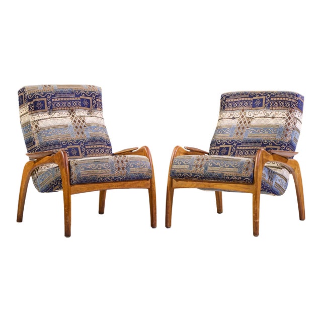 Adrian Pearsall for Craft Associates Mid Century Walnut Lounge Chairs - Pair For Sale