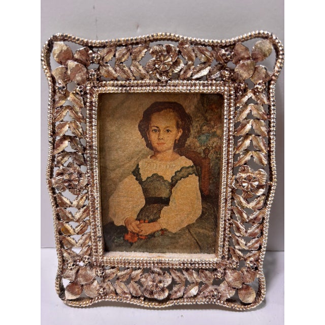 Mid Century Petite Silver Plate Ornate Filigree Picture Frames, Set of 2 For Sale - Image 9 of 12