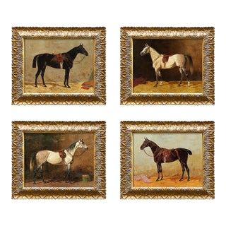 “Vintage Equestrian” Reproduction Giclee Prints (Set of All 4) in Ornate Gold Frames For Sale