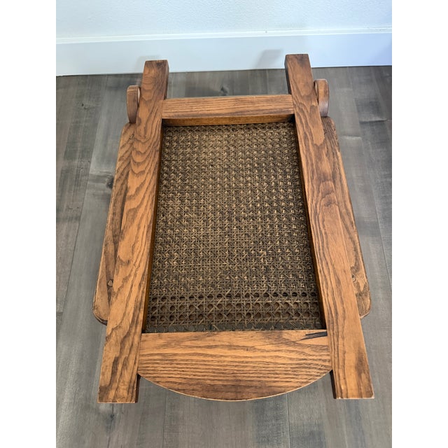 Wood Pair of Antique Oak/Cane Canoe Folding Chairs Circa 1920s For Sale - Image 7 of 16