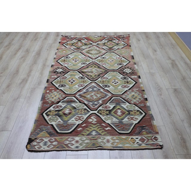 1960s Southwestern Style Handmade Oushak Area Kilim Rug For Sale - Image 12 of 12