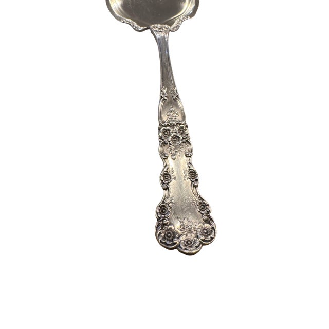 American Antique Gorham Sterling Silver "Buttercup-Lions Anchor" Berry/Casserole Spoon. Circa 1899. Monogram "B" on Back Handle. For Sale - Image 3 of 7