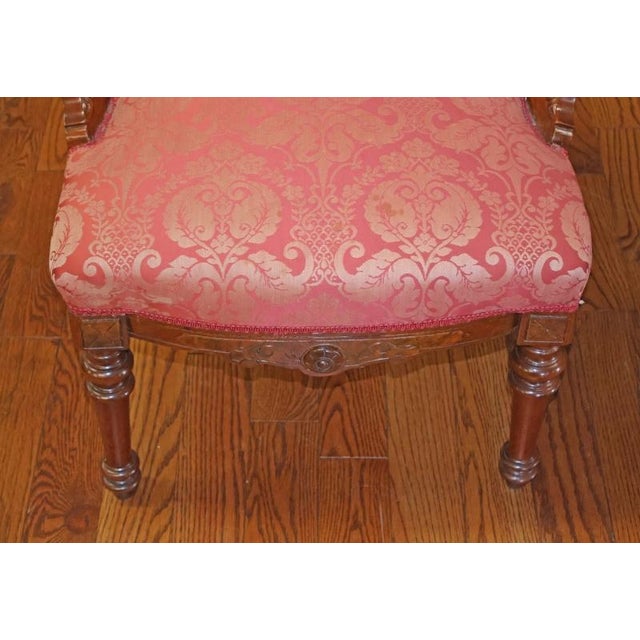 Pair of Jelliff Victorian 19th Century Walnut Carved Damask Fabric Side Chairs For Sale - Image 12 of 12