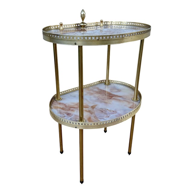 Mid-Century Brass and Fiberglass Two Tier Side Table, 1960 For Sale