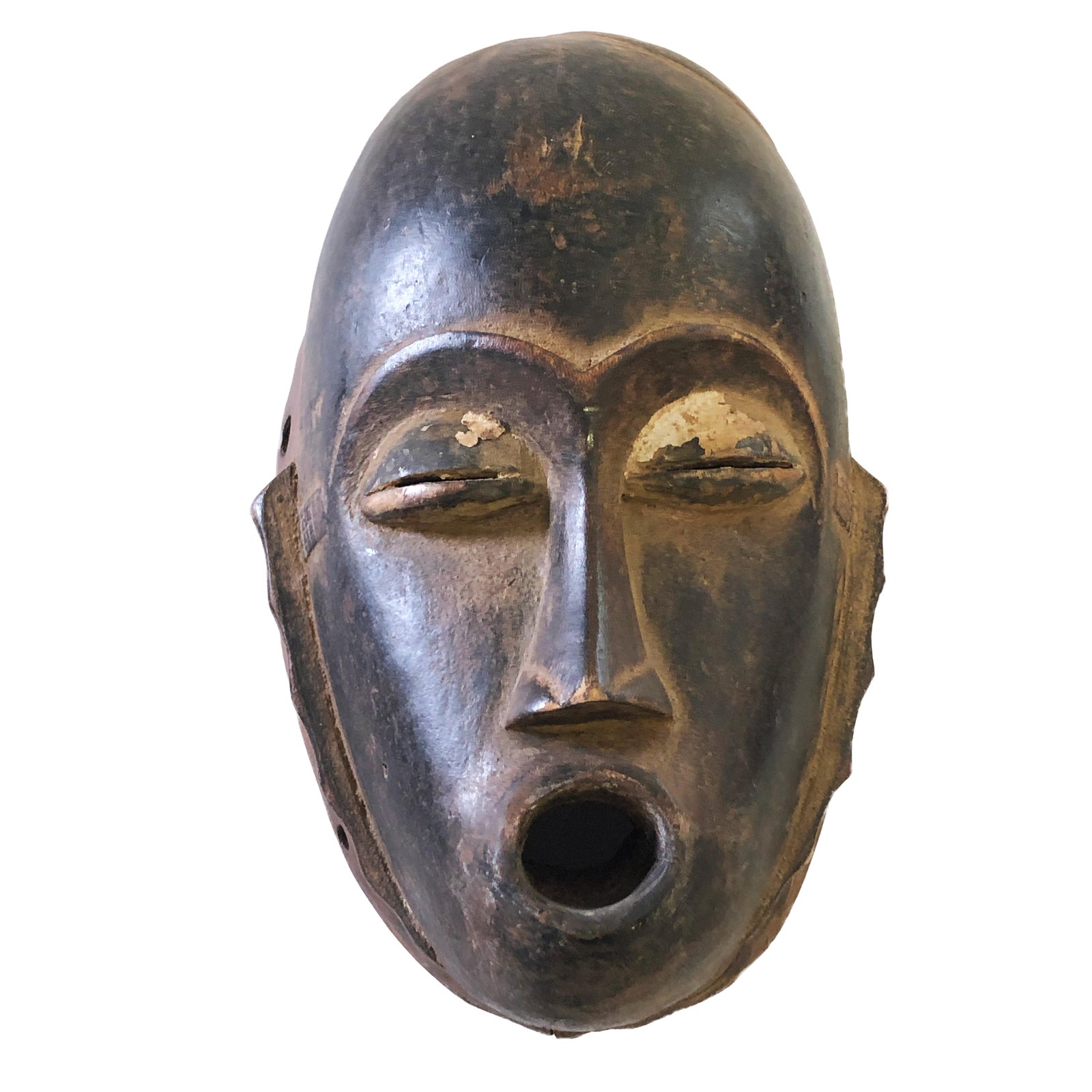 African Baule Hand Carved Portrait Wood Mask Chairish