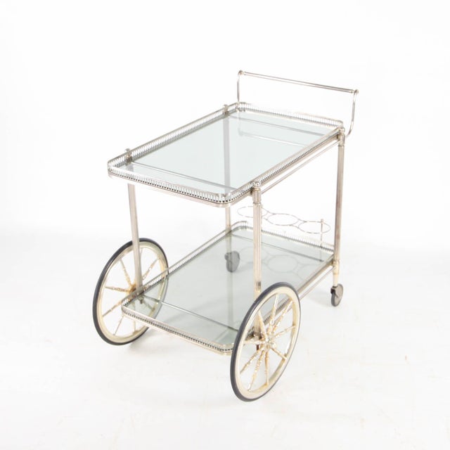 Silver-Plated Metal Serving Cart, 1970s For Sale - Image 15 of 18