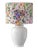 Large Maximalist Delft White Ceramic Table Lamp with New House of Hackney Floral Lampshade For Sale