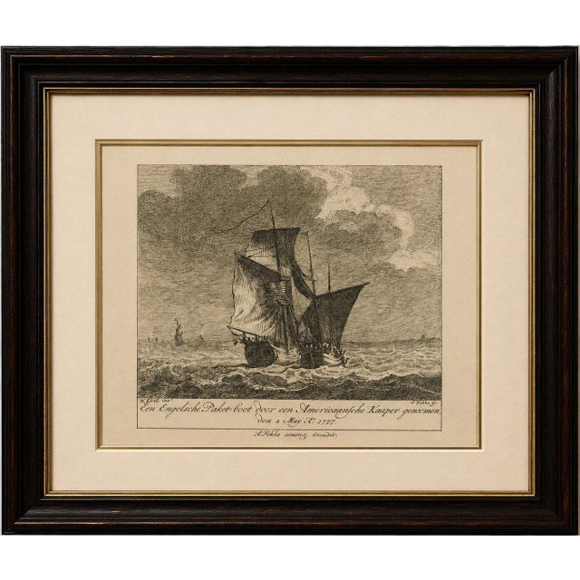 Paper Simon Fokke after Hendrik Kobell, American Privateer Captures an English Packet Boat, 1777, Paper For Sale - Image 7 of 9