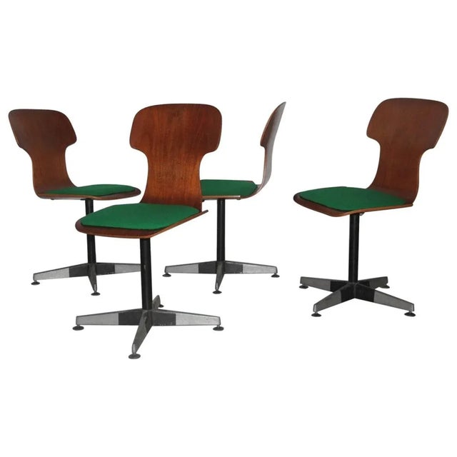 Vintage Bentwood Desk Chairs by Carlo Ratti, 1950s, Set of 4 For Sale - Image 11 of 11