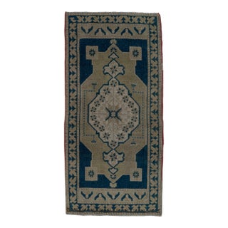 Turkish Mini Rug Oriental Hand Knotted Vintage Rug 1'10" x 3'8" #20642 For Sale
