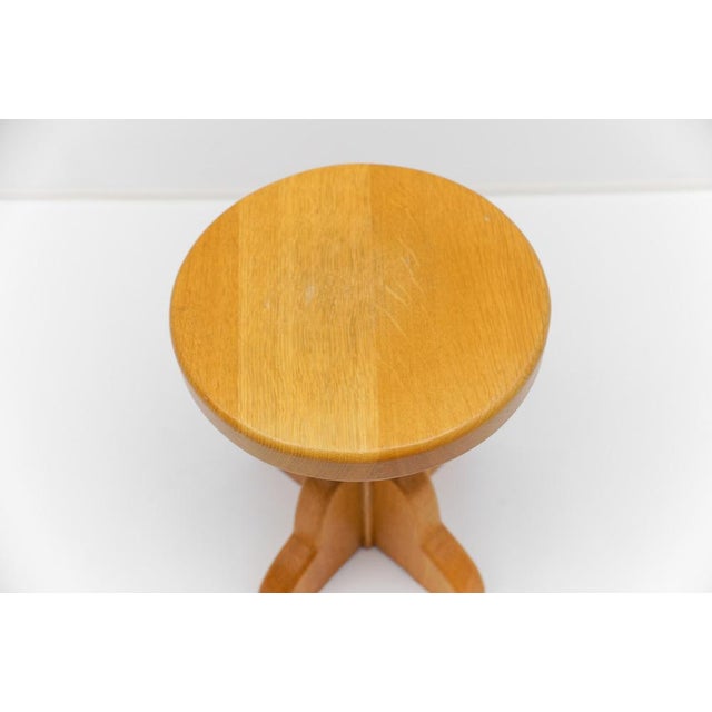 Mid-Century Modern Handmade Beech Stool, France, 1960s For Sale - Image 6 of 14