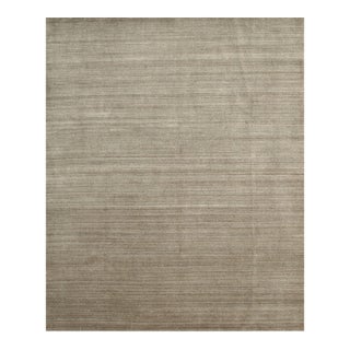 8x10 Louie Isla Brown Handmade Solid Open Field Modern Wool & Viscose Carpet Rug For Sale