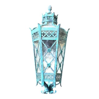 Magnificent Single Vintage Bronze & Brass Hexagonal Wall Lantern Sconce For Sale