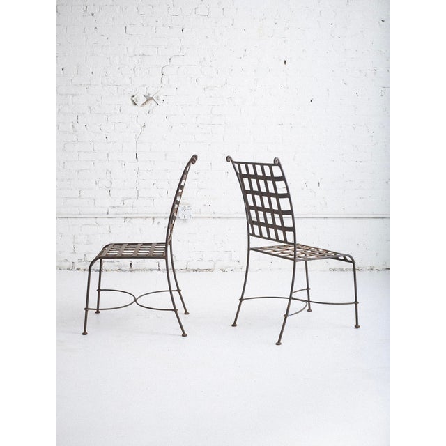 Mid-Century Modern Florentine Style Wrought Iron Garden Chairs - A Set of 5 For Sale - Image 3 of 9