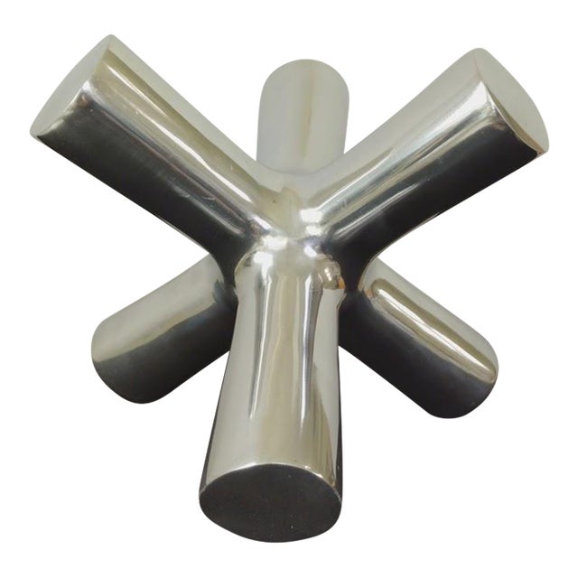 Torre & Tagus Large Contemporary Metal Chrome Jack Jacks Sculpture Decor For Sale