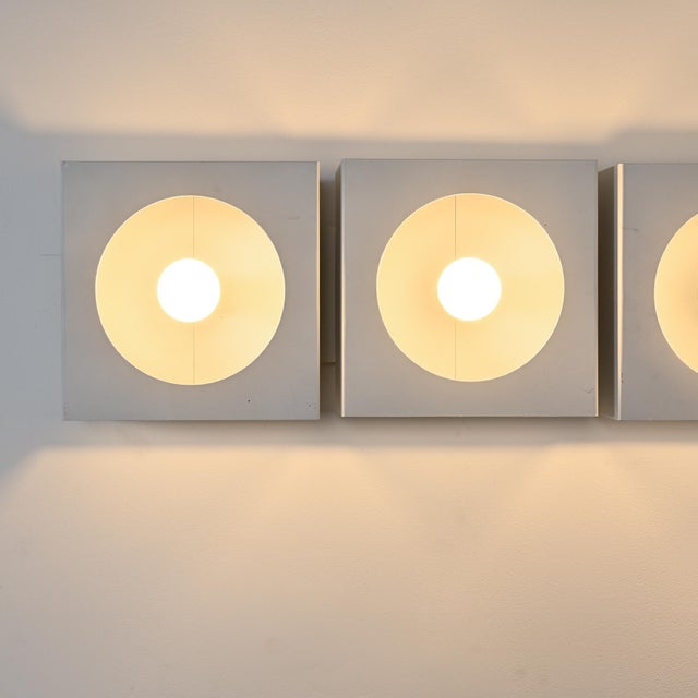 1960s White Metal Sconces by Guy Bertrand for Disderot, 1965, Set of 4 For Sale - Image 5 of 13