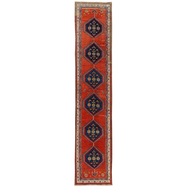 Textile 1920s Antique Heriz Handmade Tribal Long Wool Runner With Rust-Orange Color For Sale - Image 7 of 7