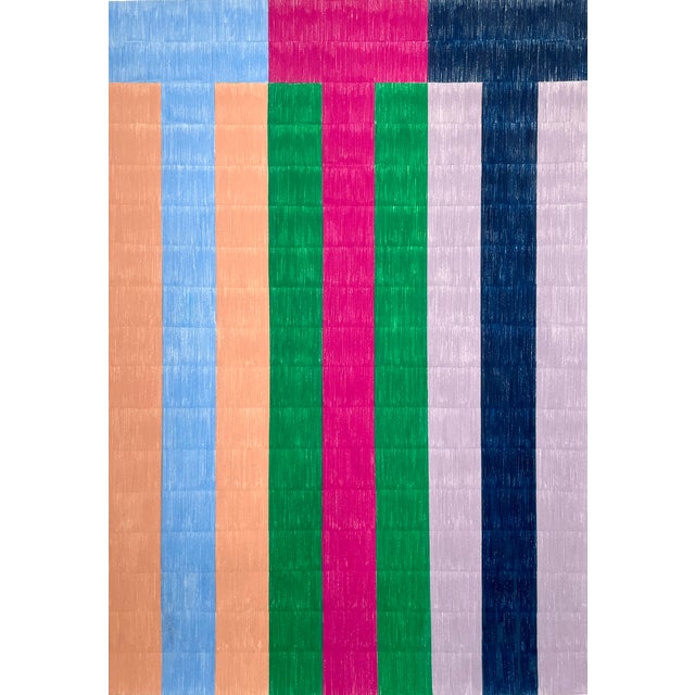 Color Pencil Drawing With Magenta Stripe For Sale