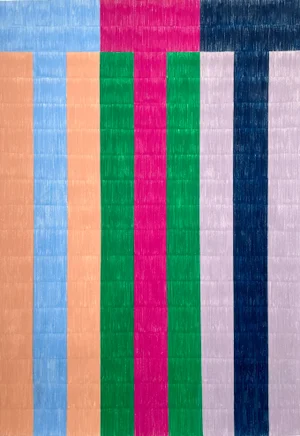 Color Pencil Drawing With Magenta Stripe