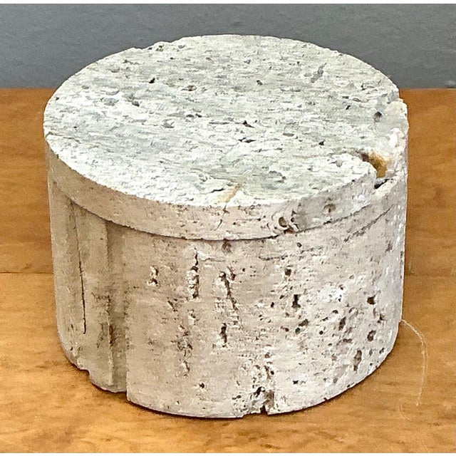 Eggshell Vintage Italian Coquina Stone Box For Sale - Image 8 of 12