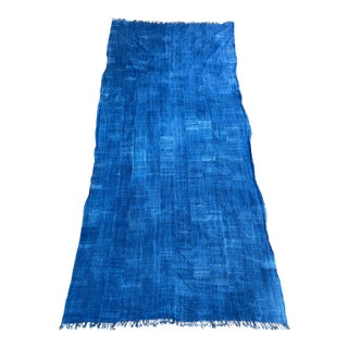 Vintage African Indigo Denim Mossi Mudcloth 83” L X 39” W Textile | No. 132 For Sale