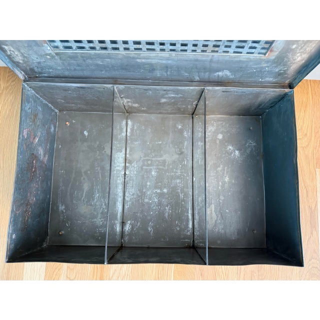 Large Vintage Tinplate Metal Box With Glass Dividers For Sale - Image 10 of 12