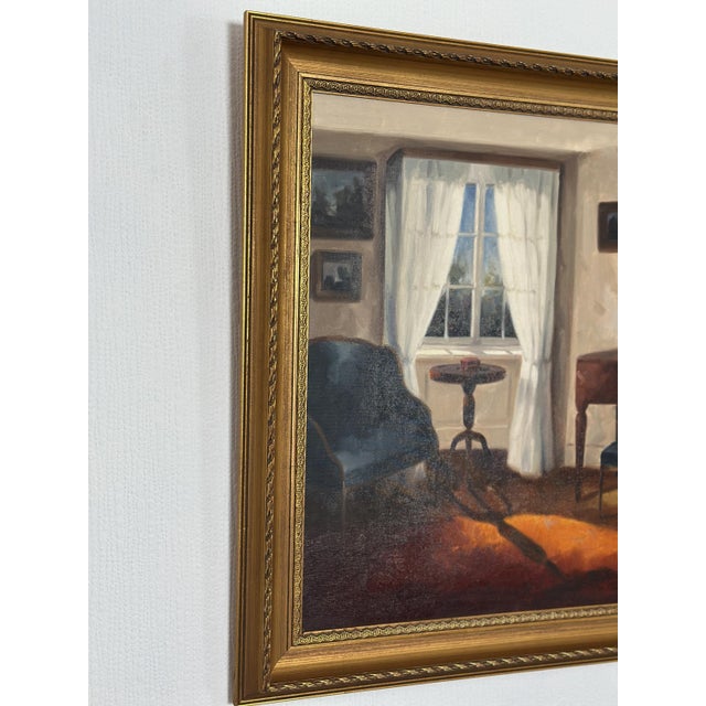 Bente Berg, Room with Piano, 1960s, Oil on Canvas, Framed For Sale - Image 6 of 16
