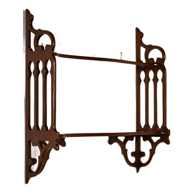 English Mahogany Hanging Wall Shelf, Circa 1950's For Sale
