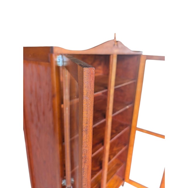 Industrial Antique Oak Glass Display Cabinet – Industrial Country Store Vitrine, Bookcase For Sale - Image 3 of 18