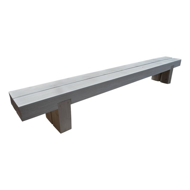 Andrianna Shamaris St. Barts Long Teak Wood Log Bench For Sale