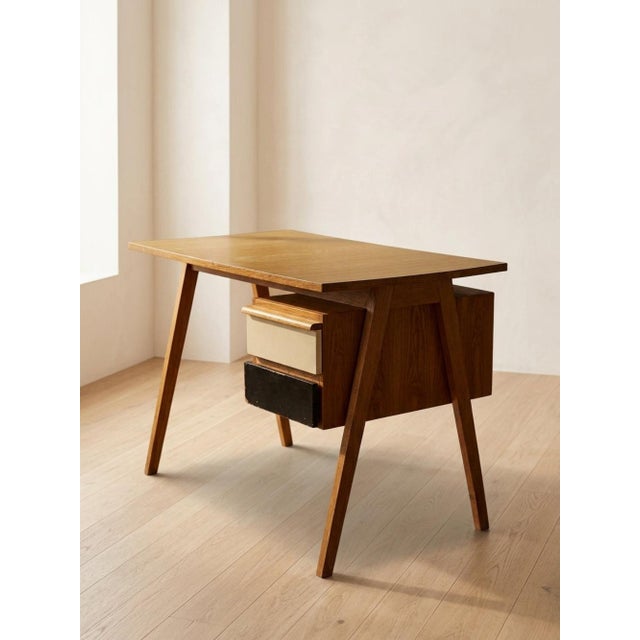 Wood Mid-Century Wooden Writing Desk by Robin Day, 1950s For Sale - Image 7 of 9