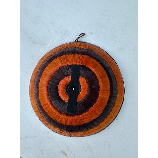 Wood 1970s Hand Woven Decorative Hanging Basket With Triangle Details For Sale - Image 7 of 8