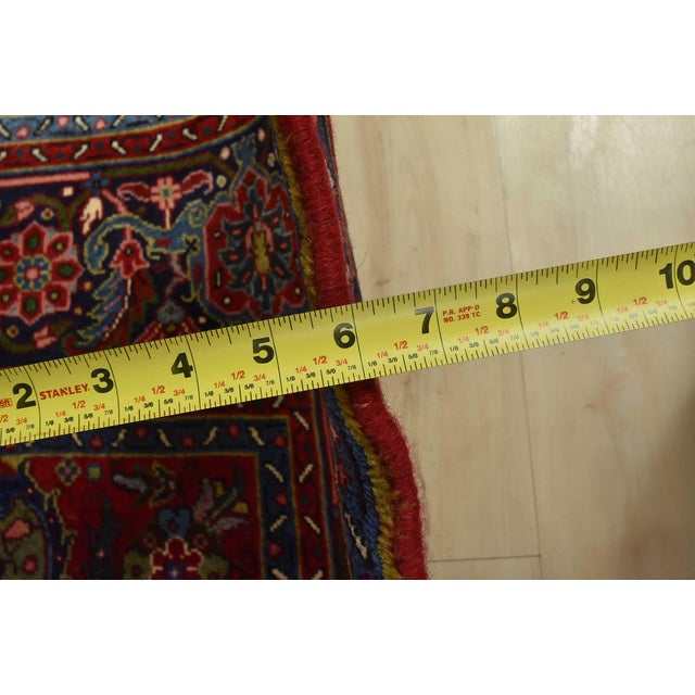 Heriz Rug 8’2” X 10’11” Red Wool Vintage Traditional Hand-Knotted Carpet For Sale - Image 13 of 15
