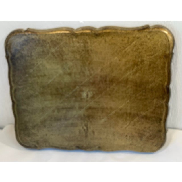 Florentine Vintage Rectangular Italian Florentine Gilt Wood Tray For Sale - Image 4 of 4