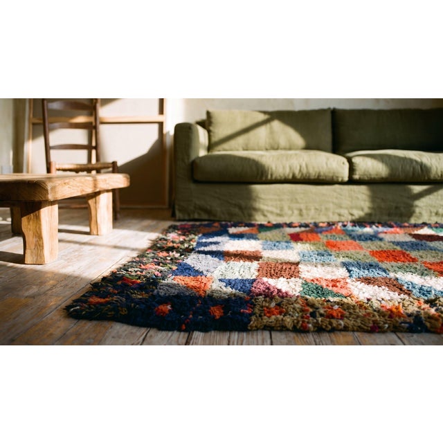 1890s Multicolor Geometric Antique American Hooked Rug 2'10" X 3'8" Knotted Wool Carpet For Sale - Image 12 of 14