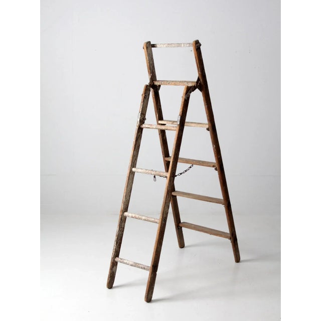 Vintage Wooden Ladder For Sale - Image 9 of 12