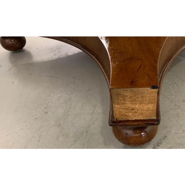 Brown Mid Century John Stuart Pedestal Table With Two Leaves, Signed For Sale - Image 8 of 11