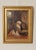 Quality Antique 19th Century Framed Oil Painting on Board of Farm Dogs in a Barn, Unsigned, Lechertier, Barbe & Co. Label...