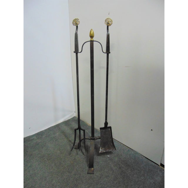 Arts & Crafts Iron & Brass Fireplace Tool Set Chairish